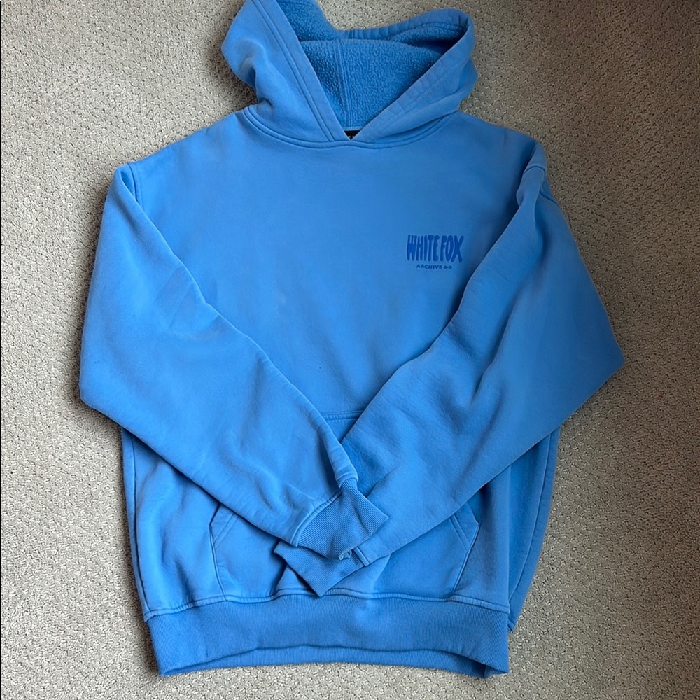 Women’s White Fox Oversized Blue Hoodie